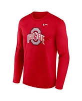 Nike Men's Scarlet Ohio State Buckeyes Primetime Primary Legend Long Sleeve T-Shirt