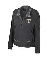 Colosseum Women's Heather Charcoal Tennessee Volunteers Oht Military Appreciation Payback Henley Thermal Sweatshirt