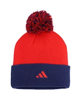 Adidas Women's Red Washington Capitals Laurel Cuffed with Pom Knit Hat