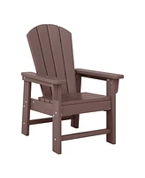 Kids 3-Piece Outdoor Hdpe Adirondack Chairs With Square Side Table Set