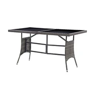 Patio Table Gray 55.1"x31.5"x29.1" Poly Rattan