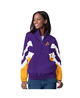 Starter Women's Purple Los Angeles Lakers Renegade Oxford Half-Zip Jacket