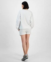 Planet Heart Juniors Graphic Patch Crewneck Sweatshirt High Rise Sweatshorts