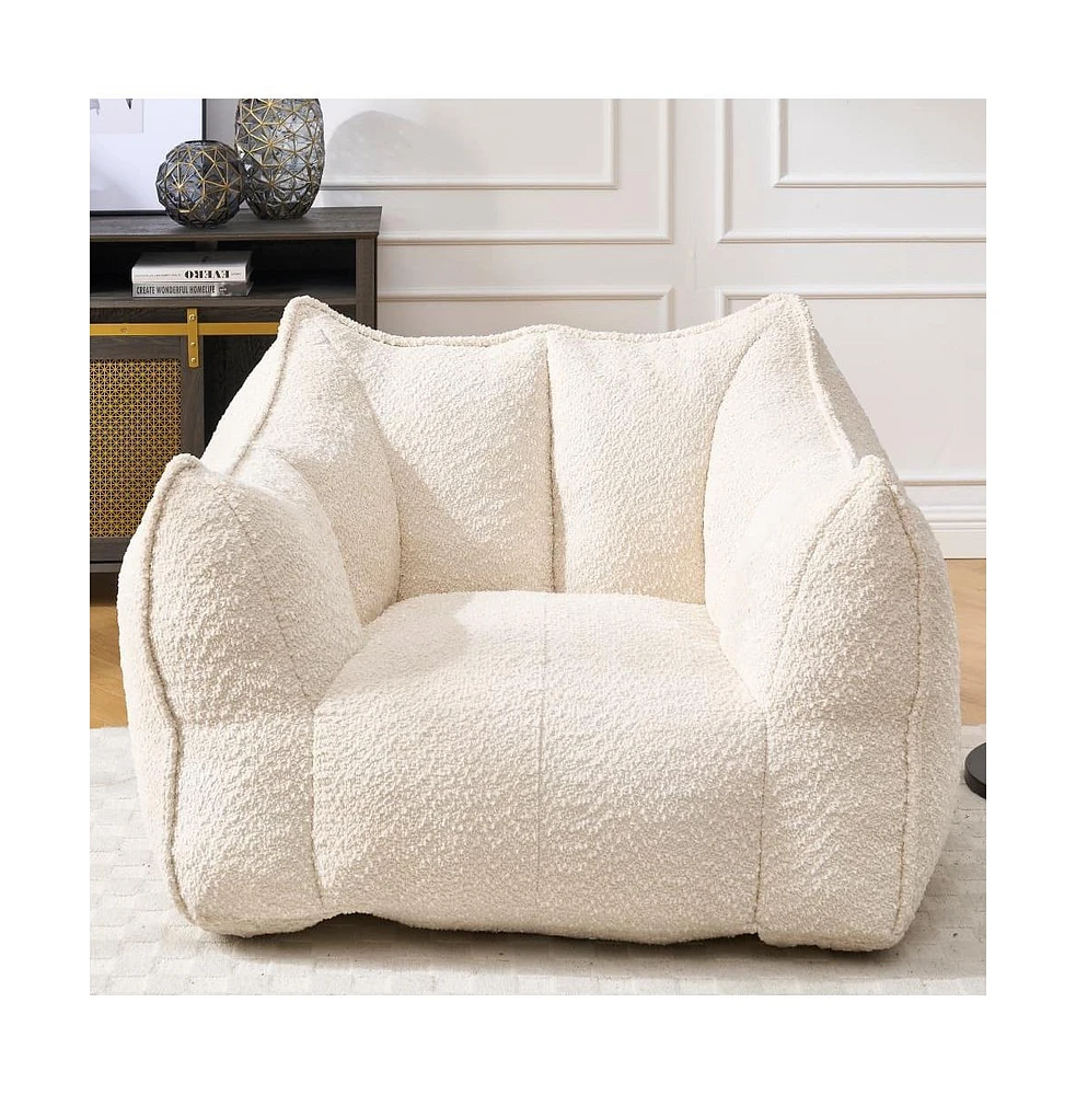 Comfortable Chenille Bean Bag Chair with Armrests for Living Rooms, Bedrooms, Gaming and Watching Tv-The Pop Home