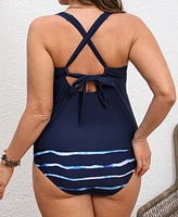 Cupshe Plus Crisscross Back Strappy Adjustable Tankini Sets