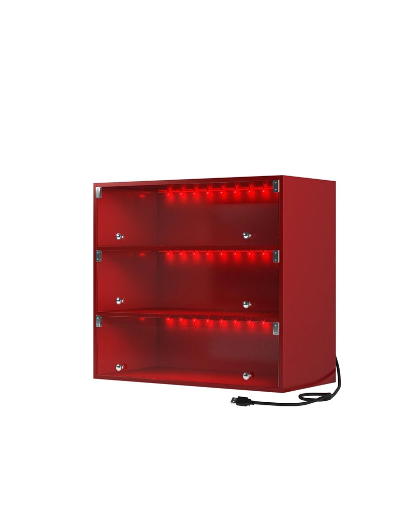 Three-Tier Led Shoe Cabinet with Glass Front for Organization