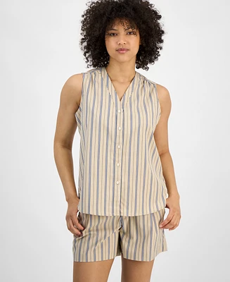 Tommy Hilfiger Women's Striped Sleeveless V-Neck Shirt