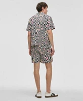 Mode Of One Mens Mixed Check Relaxed Fit Printed Button Down Camp Shirt Regular Fit Printed Swim Trunks Exclusively At Macys