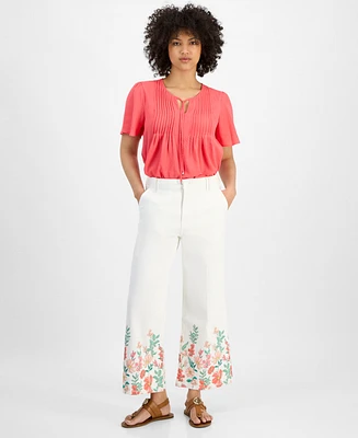 Tommy Hilfiger Women's Floral-Hem Cropped Jeans