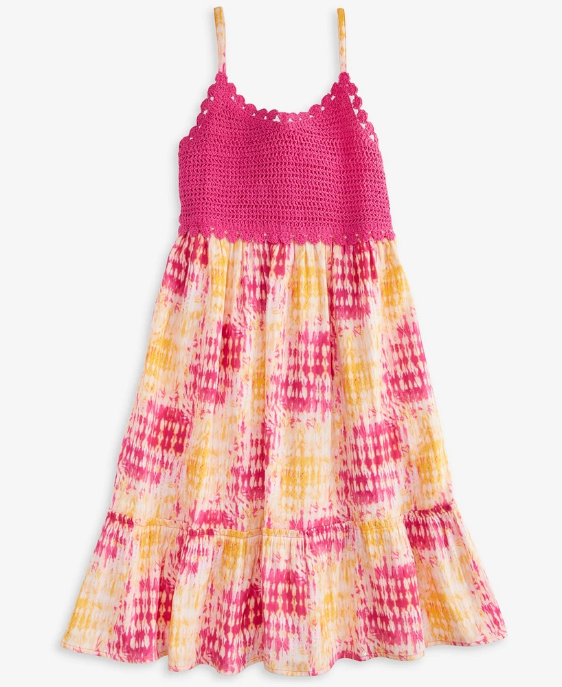 Epic Threads Girls Crochet Woven Tie-Dye Effect Dress, Exclusively at Macy's