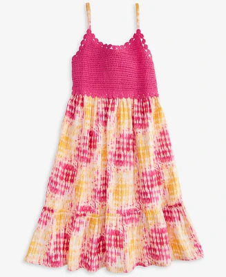 Epic Threads Girls Crochet Woven Tie-Dye Effect Dress, Exclusively at Macy's