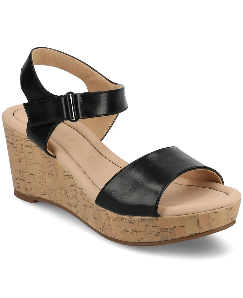 Journee Collection Women's Ranae Ankle Strap Platform Cork Wedge Sandals