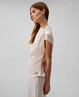 Calvin Klein Women's Plisse Shirred Shoulder Top