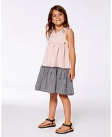 Deux par Big Girls Tiered Dress With Bows Pink And Black