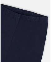 Deux par Big Girls Organic Cotton Capri Leggings With Mesh Navy Blue