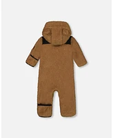 Deux par Baby Unisex One-Piece Sherpa Mid-Season Outerwear Tan And Black - Infant