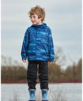 Deux par Boy Printed Packable Windbreaker Blue Wave And Black - Toddler|Child