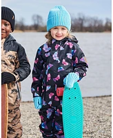 Deux par Deux Big Girls Printed Mid-Season One-Piece Outerwear Multicolored Butterflies On Black Background