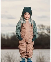 Deux par Baby Boys Colorblock Mid-Season One-Piece Outerwear With Hat Pale Green, Sage, And Tan