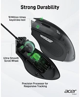 acer Wired Mouse, 4 Adjustable Dpi Usb Computer Mouse with Side Buttons, 5FT Cord Ergonomic Mouse, 6 Buttons, 3200 Dpi Optical Mouse, Compatible with