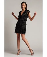 Tadashi Shoji Spritz Metallic Fringe Mini Dress