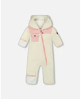 Deux par Baby Girls One-Piece Sherpa Mid-Season Outerwear Off-White And Pale Pink