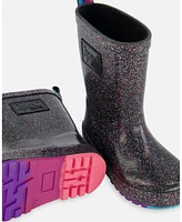 Deux par Little Girls Rain Boots Black With Glitter