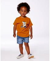 Deux par Toddler Boys Organic Cotton Tee Vibrant Orange And Blue Vespa - Toddler|Child