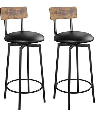 Bar Stools Set of 2, Wider Base Pu Upholstered Swivel Barstools