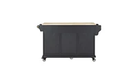 Kitchen Island with Wooden Top and Spacious Storage Options