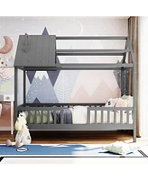 House Bed with Fence for Kids' Room, Safe and Playful Design