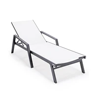 Marlin Patio Chaise Lounge Chair With Armrests in Aluminum Frame