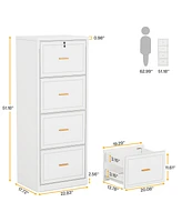 Tribesigns 4-Drawer File Cabinet, Vertical Filing Cabinet with Lock, Wood Storage for Home Office,Locable A4/F4/Letter/Legal