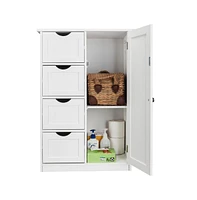 Single Door Bathroom Storage Cabinet with 4 Drawers for Bathroom or Home Organization