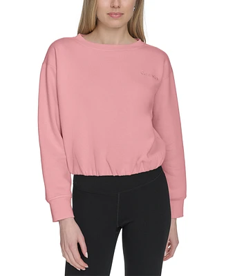 Calvin Klein Women's Logo Fleece Bubble Hem Top