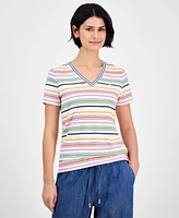 Nautica Jeans Women's Striped V-Neck T-Shirt