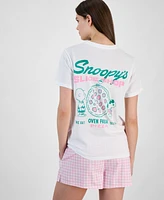 Grayson Threads, The Label Juniors' Snoopy Slice Shop Graphic Print T-Shirt