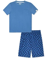 Max & Olivia Big Boys Checkerboard Print Shorts Pajama Set