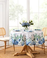 Elrene Hydrangea Bloom Floral Double Border Round Tablecloth, 70" X 70"