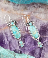 Barse Emile Genuine Blue Turquoise Sterling Silver Oval Drop Earrings