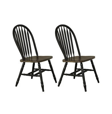 Windsor Side Chair)-Black- Set of 2 Solids Black