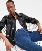 I.n.c. International Concepts Women's Grommet Faux-Leather Jacket, Exclusively at Macy's