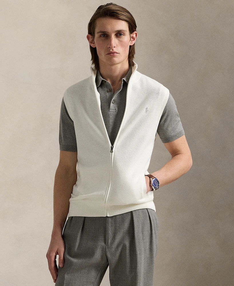 Polo Ralph Lauren Men's Mesh-Knit Cotton Full-Zip Sweater Vest