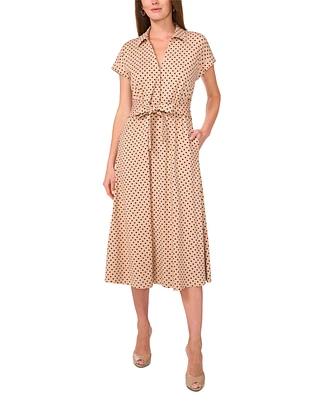 Msk Women's Polka-Dot Midi Dress