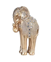 2-pc Set" Fc Design 9.5"H Standing Long Legged Elephant with Gem Statue Slim Elephant in Gold and Silver Figurine Statue Ornament Home Room Office De