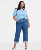 On 34th Trendy Plus High-Rise Cuffed Straight-Leg Jeans, Exclusively at Macy's