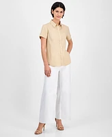 Nautica Jeans Women's Linen-Blend Camp Shirt