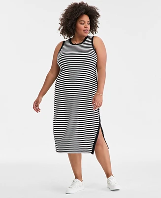 On 34th Trendy Plus Striped Tank Midi Dress, Exclusively at Macy's