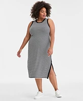 On 34th Trendy Plus Striped Tank Midi Dress, Exclusively at Macy's