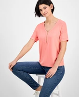 Nautica Jeans Women's Zip Henley T-Shirt